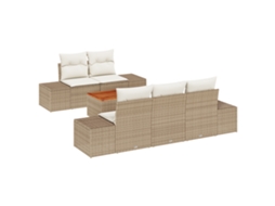 Conjunto 6 Conjunto De Sofá De Jardim Vidaxl Bege Vime Pe (55 X 55 X 37 Cm)
