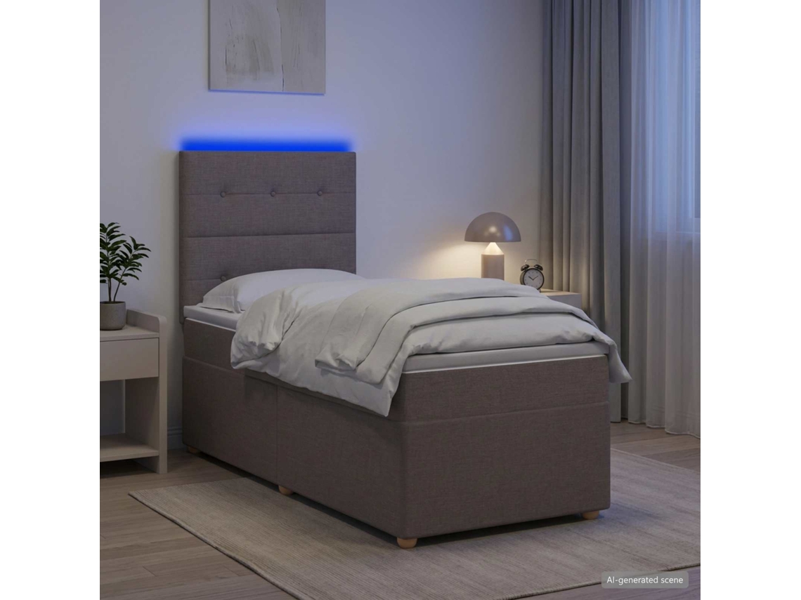 Vidaxl Cama Box Spring Com Colchão Cinzento-acastanhado 90 X 200 Cm