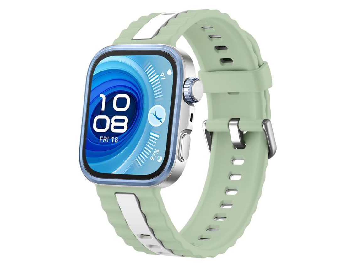 Bracelete Para Huawei Watch Fit 4 Pro / Fit 4 / Fit 3 - Silicone Bicolor - Listras Verticais Verde + Branco