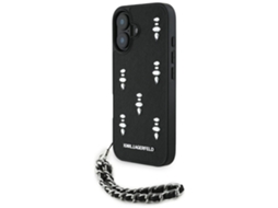 Capa Karl Lagerfeld Saffiano Crystals Para Iphone 16 Com Corrente Elegante