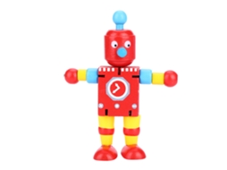 Mali brinquedo de Robô de Madeira Fofo para Crianças com Aprendizagem e Educação (vermelho)
