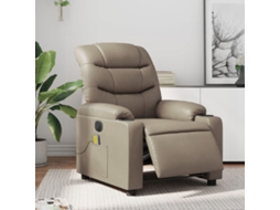 Vidaxl Poltrona Massagens Reclinável Elétrica Couro Artif. Cappuccino