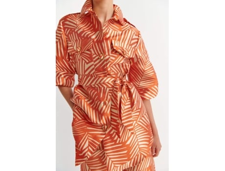 Vestido CYRANA Zen Palmeiras Poliéster para Mulher (M - Laranja)