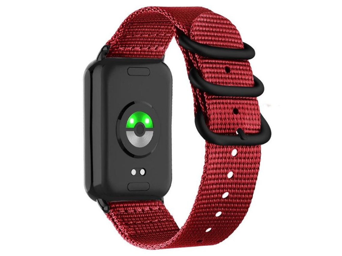 Bracelete Para Redmi Watch 6 / 5 / 4 - Nylon - Fivela Dupla Preta Vermelha