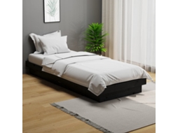 Vidaxl Estrutura Cama Pequena Solteiro 75x190 Cm Madeira Maciça Preto