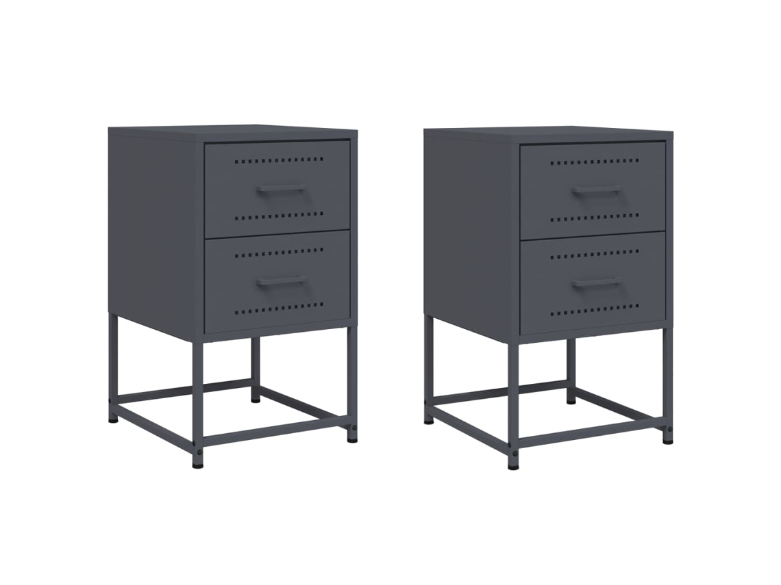 Mesas de Cabeceira 2 Pcs 36x39x60,5 Cm Aço Antracite MAISON EXCLUSIVE
