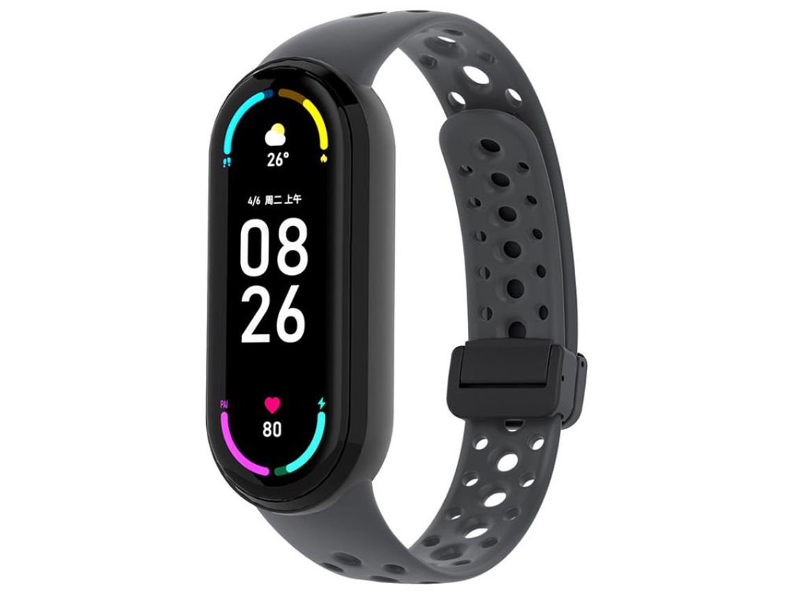 Bracelete para Xiaomi Smart Band 10/9/8 Silicone Fivela Magnética Preta Cinza XIAOMOYU