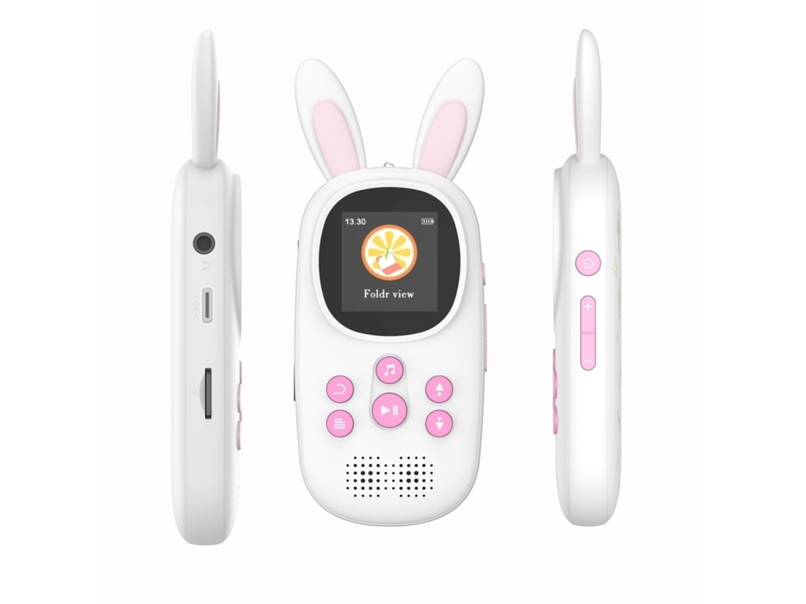 Leitor Mp3 Infantil Lurelia 64gb Bluetooth, Rádio Fm, Alarme, Cordão Incluído, Rosa