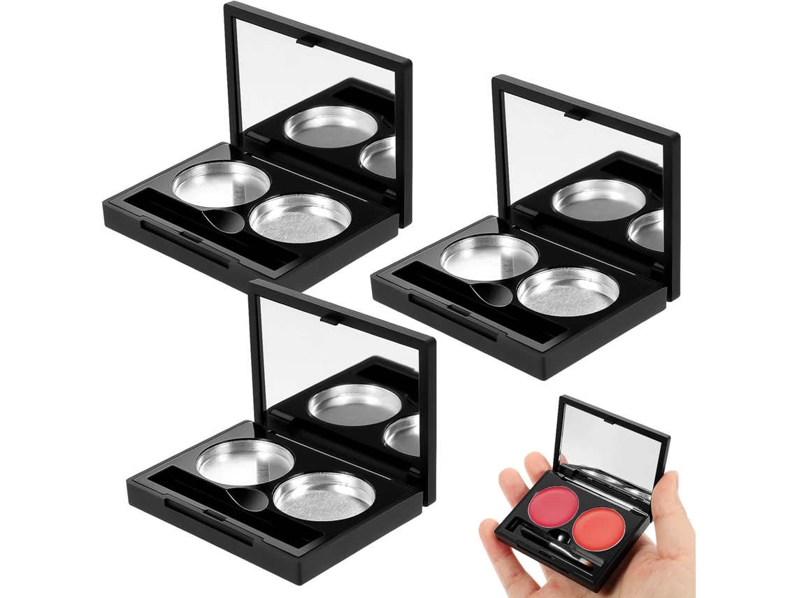 Conjunto Com 3 Paletas De Sombras Vazias, Leves E Feitas De Plástico
