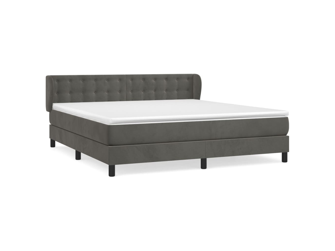 Cama com Molas e Colchão Veludo Cinzento Escuro MAISON EXCLUSIVE (160x200 cm)