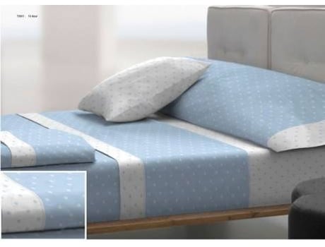 Conjunto Lençóis TOLRA Prestige-2911 (Azul - Algodão e Poliéster - 150 cm)