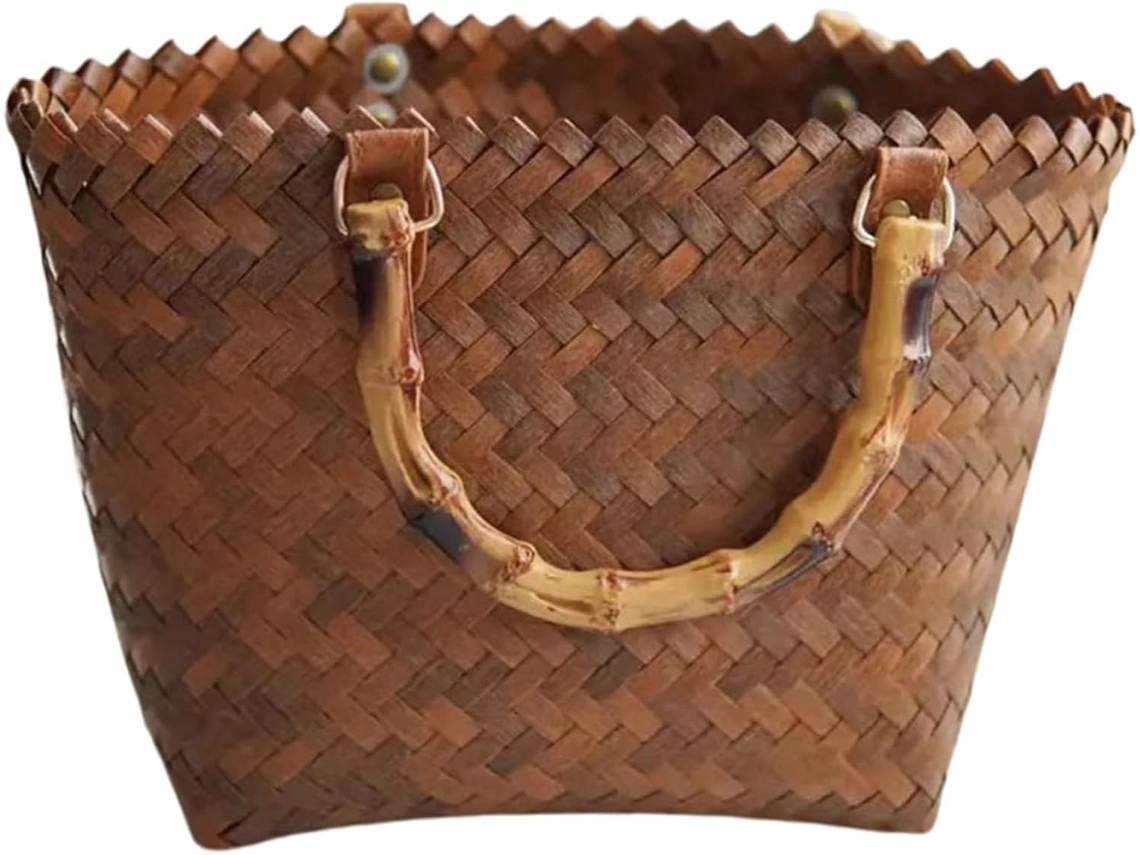 Bolsa De Palha Trançada Vintage Ciieeo, Tamanho Médio, Bolsa De Ombro Natural Para Praia.