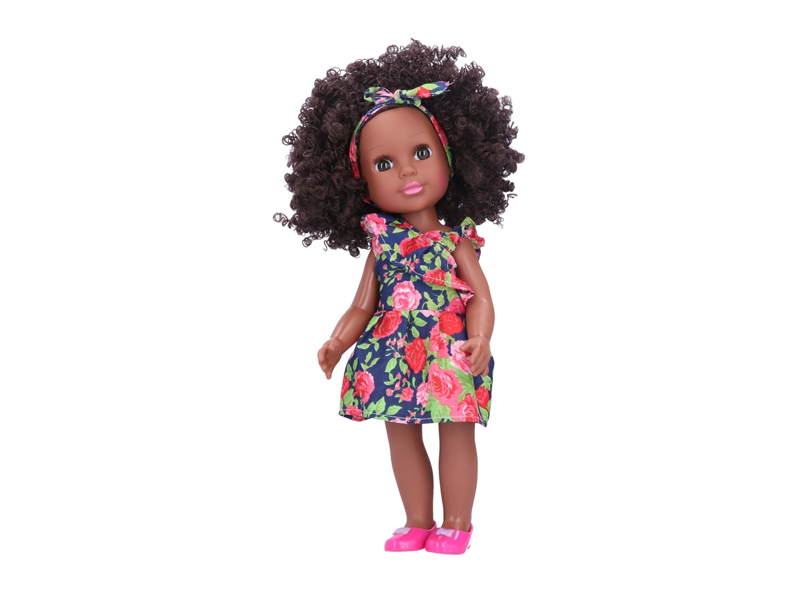 Boneca Africana Negra Bonita Afro Realista 35cm Brinquedo De Role Play Presente Para Crianças