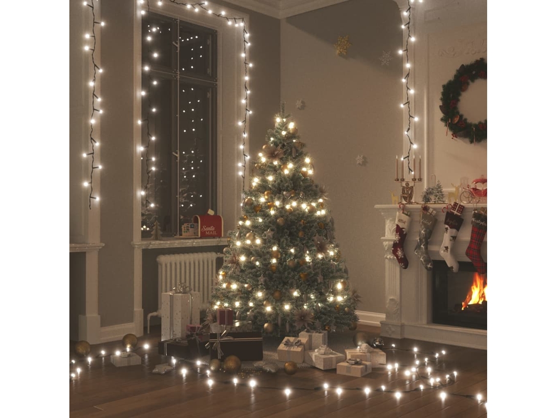 Vidaxl Cordão De Luzes Com 300 Luzes Led 30 M Pvc Branco Frio