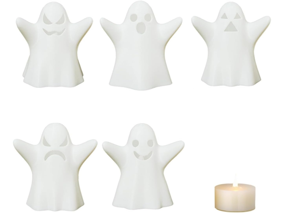 Conjunto De 5 Figuras De Fantasmas Com Led Branco Suave Para Pendurar Em Casa, Para Decoração De Feriados