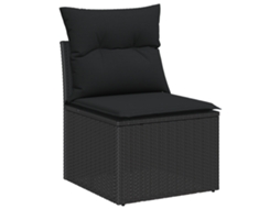 Conjunto 6 Conjunto De Sofá De Jardim Vidaxl Preto Vime Pe (179 X 62 X 69 Cm)
