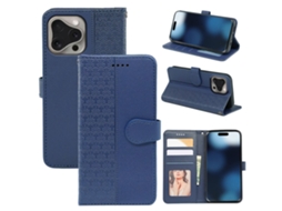 Capa Em Couro Pu, Para Apple Iphone 16pro Max - Azul