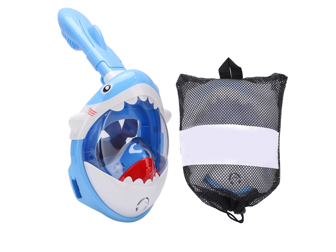Máscara Mergulho Total Crianças Tubarão Branco Azul Xs