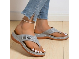 2026 sandálias Femininas Verão 2024 Chinelos Ao Ar Livre Salto Baixo Sandálias de Praia Sapatos de Verão 38 Gris