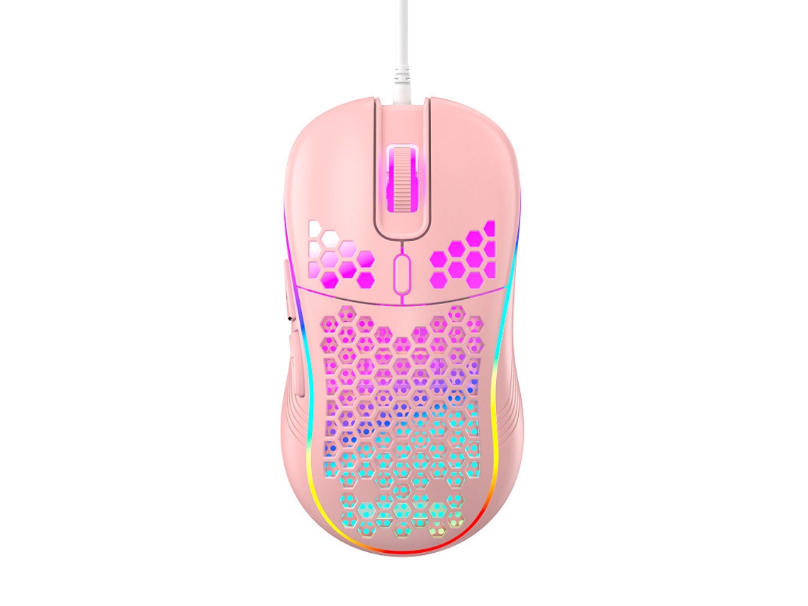 Rato Yizhood Favo De Mel Com Fio Usb Usb De Alta Qualidade Para Jogos Rgb 7200dpi Para Computador Pc Desktop Rosa