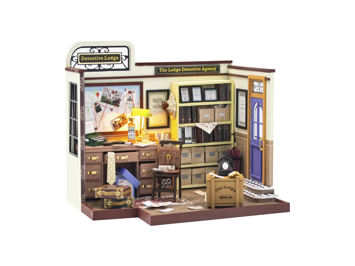Modelo 3d De Agência De Detetives, Altamente Detalhado, Com Luzes Led, Dimensões 20x15x15 Cm
