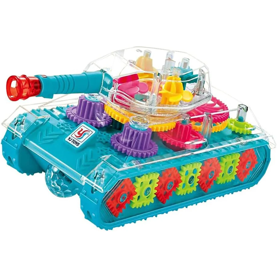 (tanque) Brinquedo De Tanque Com Engrenagens Transparentes E Iluminadas, Com Engrenagens Móveis Visíveis.
