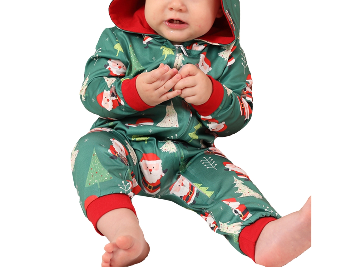 Pijama Macacão Com Capuz De Natal Para Família 9-12m