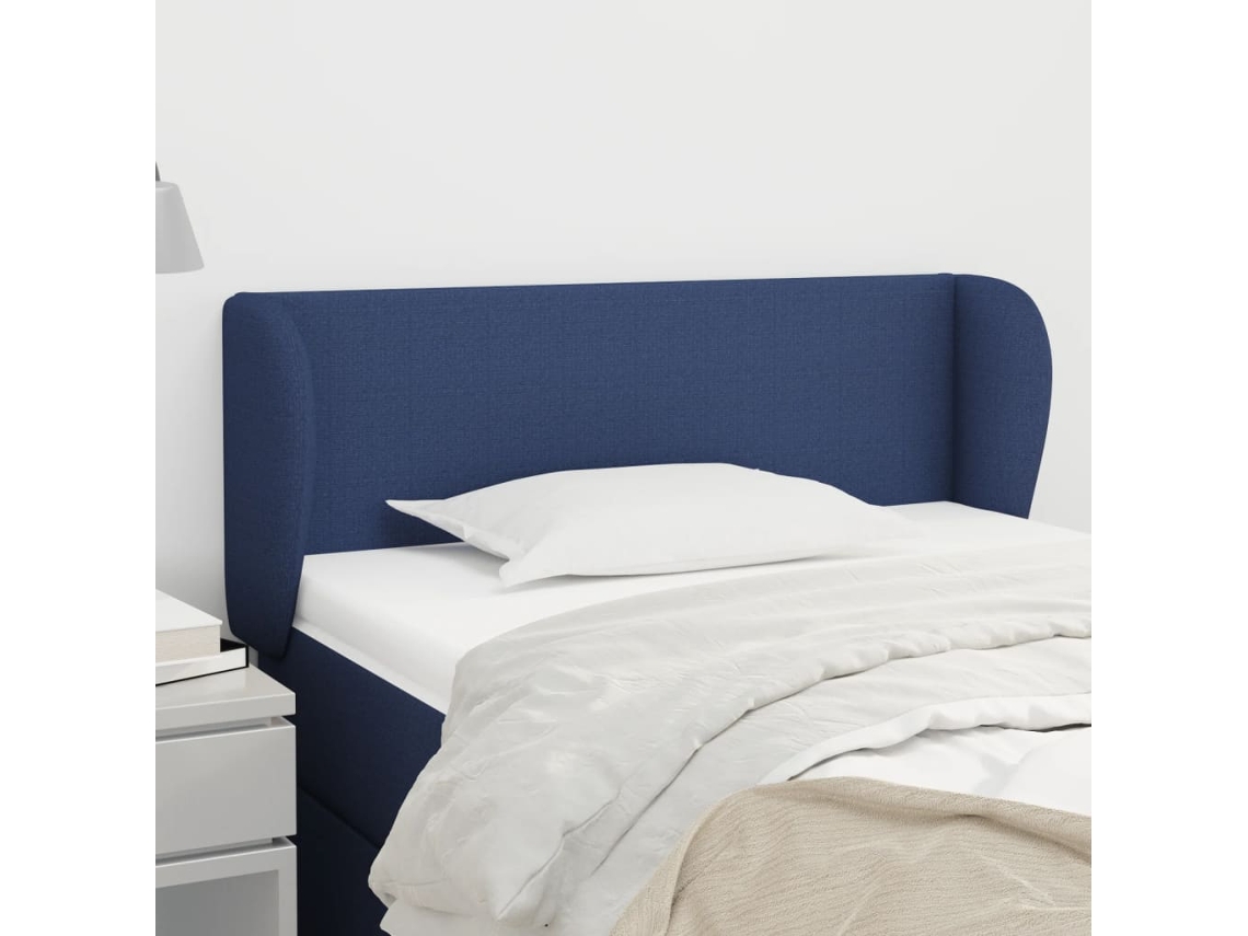 Vidaxl Cabeceira De Cama C/ Abas Tecido 93x23x78/88 Cm Azul