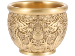 Tigela Riqueza Latão Banhado Estilo Chinês Bacia Decorativa Escritório Pequena Oferendas Ornamento Elegante GOKOCO