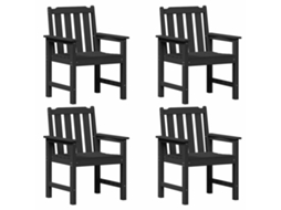 Conjunto 4 Cadeira De Jardim Vidaxl Preto Polietileno (65.5 X 59 X 88 Cm)