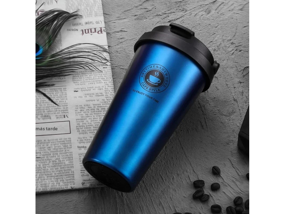 Caneca Térmica De Aço Inoxidável (cinza Escuro) De 500 Ml, Com Tampa E Alça À Prova De Vazamentos, Com Isolamento De Parede Dupla.