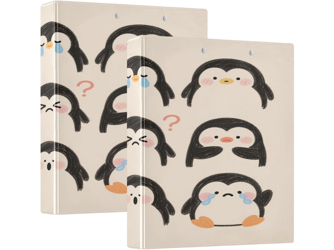 Pasta Escolar Com Pinguins De Desenho Animado Fofos 3, 8cm 1, 5 Polegadas, Argolas Redondas Com Prancheta, Pacote Com 1 2-pastas