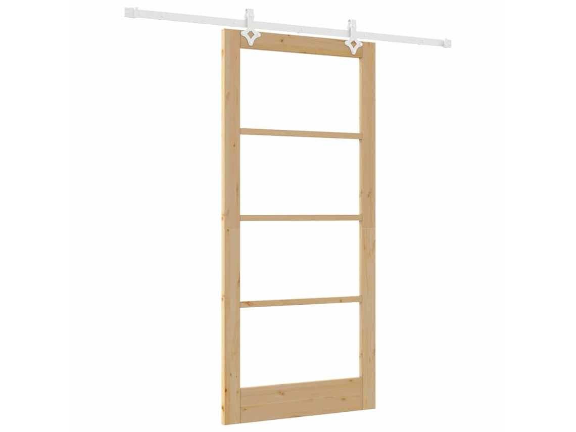 Conjunto 1 Porta Deslizante Vidaxl Castanho Madeira De Pinho Maciça (93 X 202 Cm)