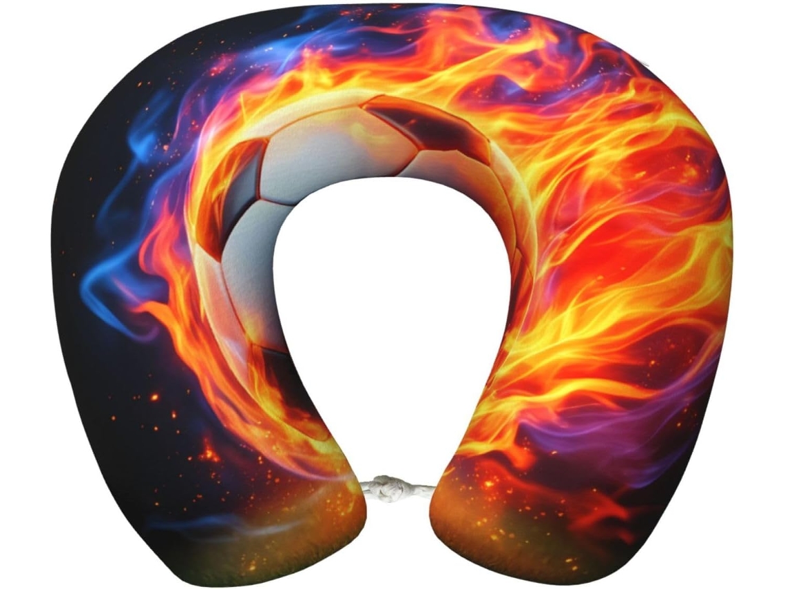 Travesseiro Ergonômico de Espuma Viscoelástica com Estampa Bola Conforto Leve Viagens | S/MARCA