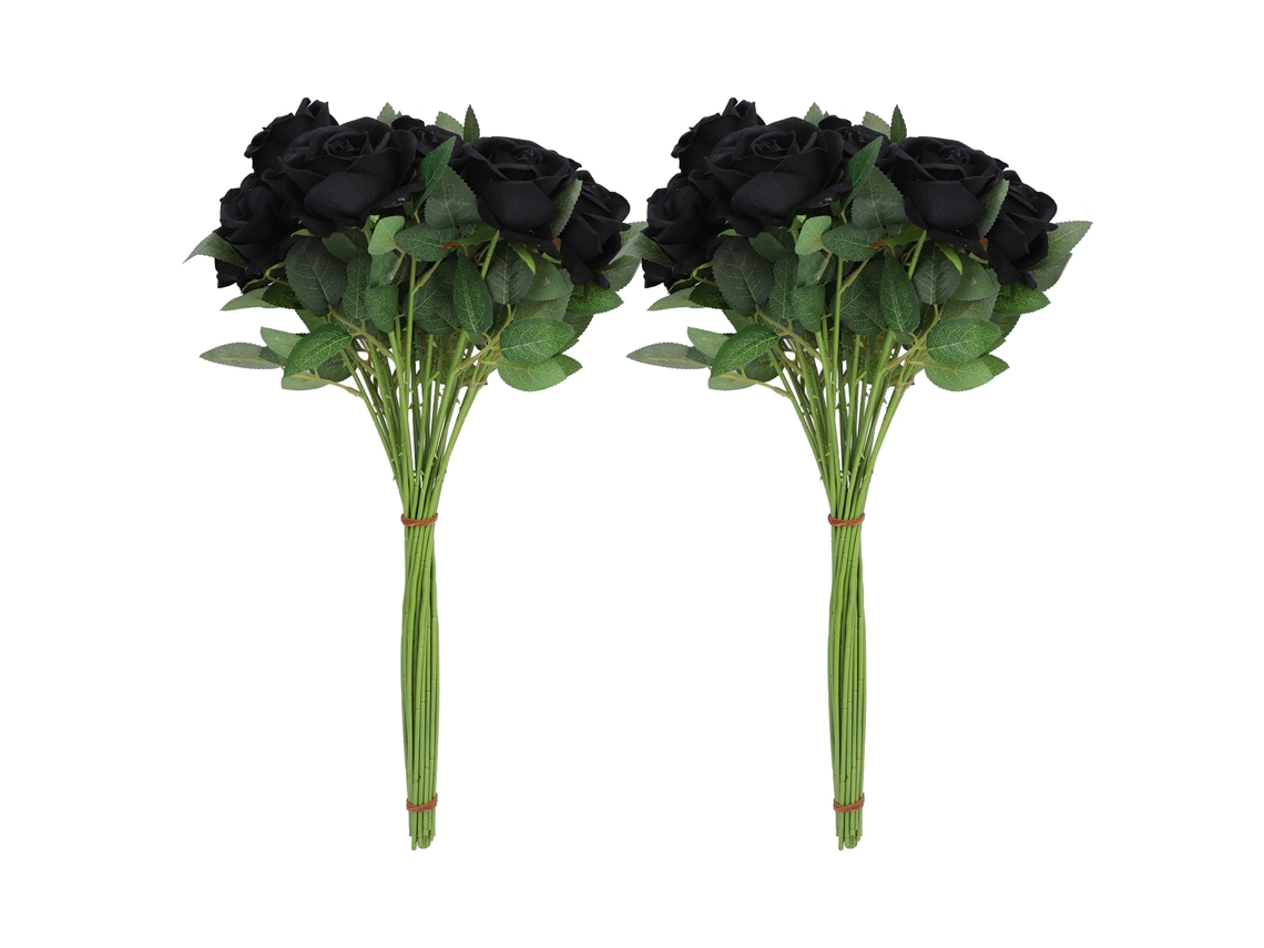 50 Rosas Artificiais De Pau Longo Preto Para Decoração