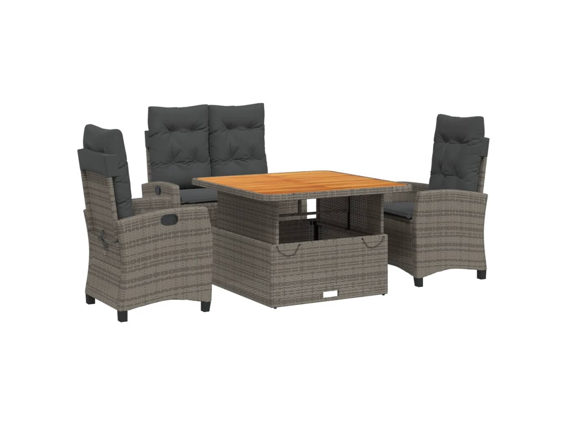 Garden Dining Set, Garden Dining Sets Vidaxl Cinzeto Rattan / Vime (mesa Com 110 Cm De Comprimento)