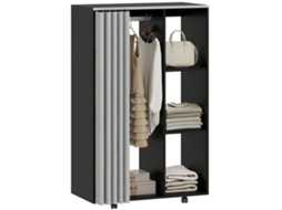 Armoire Penderie Vêtement Dressing Mobile 4 Roulettes Tringle À Vêtements Et Étagères Ouvertes 80 X 40 X 128 Cm Noir