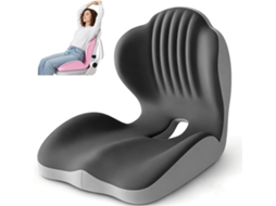 Almofada Ergonômica De Espuma Viscoelástica Para Cadeira Escritório Em Formato L Com Suporte Lombar Integrado, Base