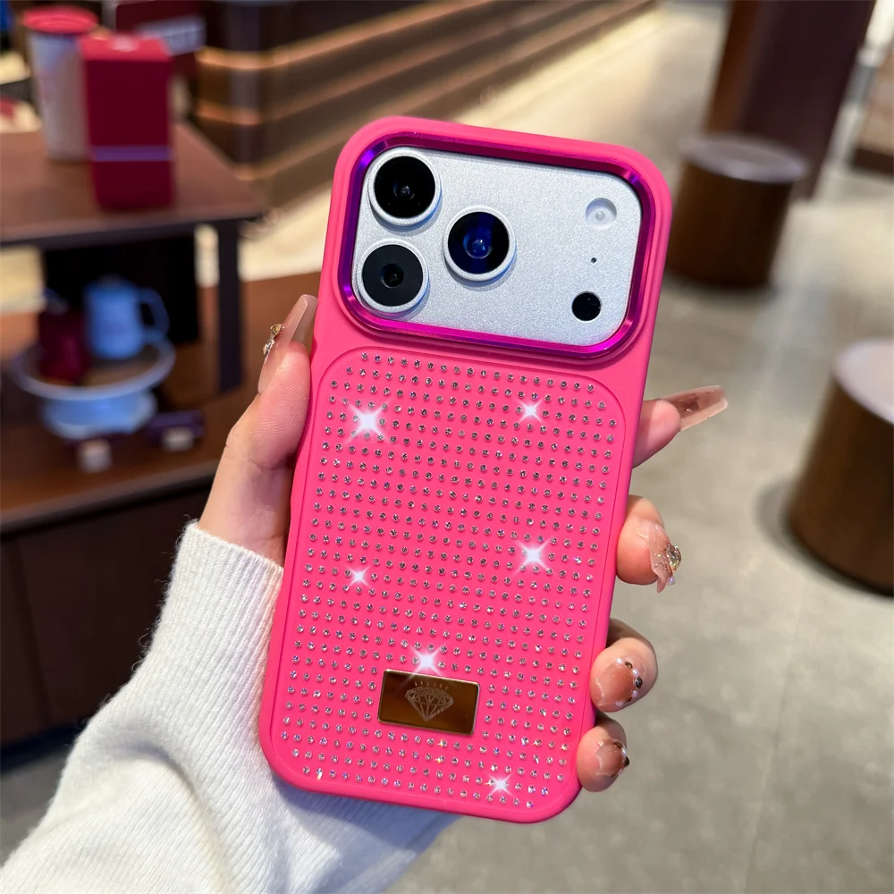 Capa Para Celular Com Strass Brilhantes (iphone 13, Vermelho Rosado) Para Meninas, Adequada Para Iphone, Capa Protetora À Prova De Choque.