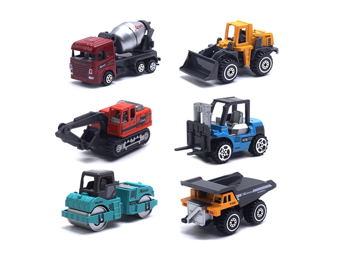 6pcs Mini Veículos De Construção Modelo De Carro De Liga Para Crianças Brinquedo Educativo 3+ Anos