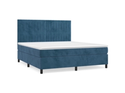 Cama com Molas/colchão 160x200 Cm Veludo Azul escuro MAISON EXCLUSIVE