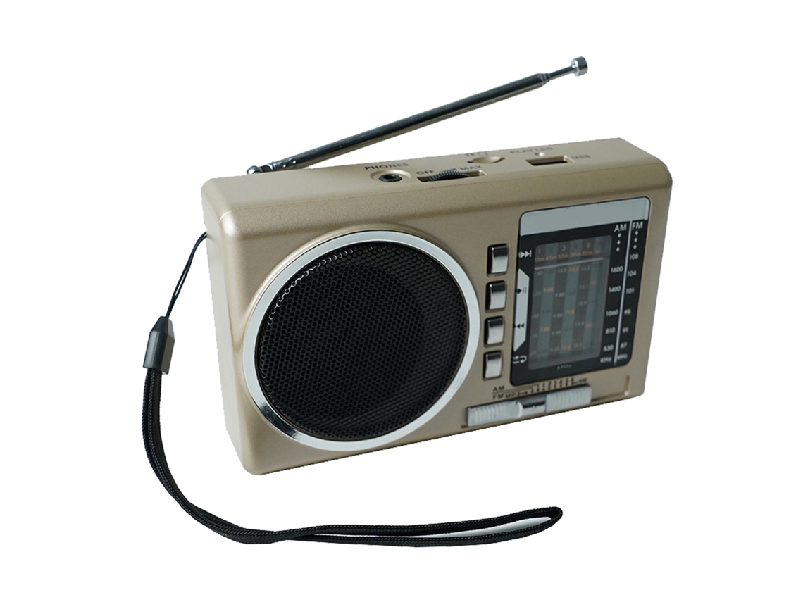 Baok-rádio Portátil Fm Multibanda Com Slot Para Cartão Usb Recarregável Vintage Retrô Para Idosos Ouro
