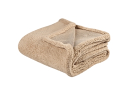 Manta Decorativa Beliani Mirge De Poliéster Beige 125x150x0.7