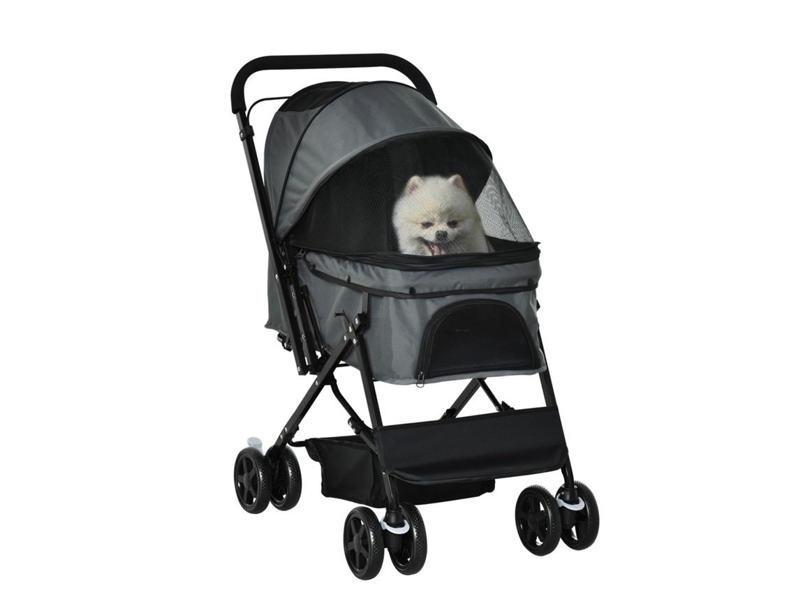 Carrinho Cachorro 76,5x52x95cm, Oxford, Cinza Escuro, Pequenos Cães/gatos Ge