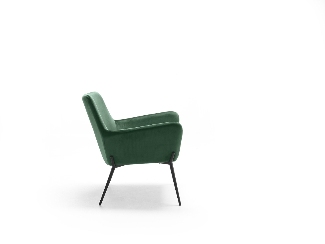 Poltrona Gin Em Veludo Verde Com Estrutura De Metal Preto Fosco - Design Moderno E Contemporâneo Para Salas De Estar 70x71,5x79 Cm