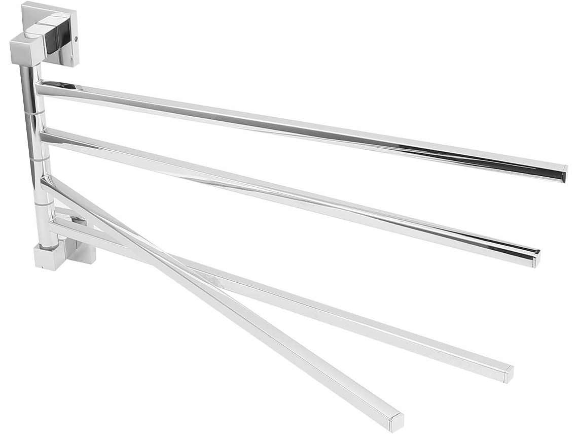 Suporte Para Toalhas Em Aço Inoxidável Com Rotação De 180° Roupão E Toalha Banho 250255, Quatro Hastes Móveis, Cromado