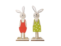 Decoração de mesa com coelho de Páscoa em madeira, ideal para jardim e ambiente de casa LAXISCREED
