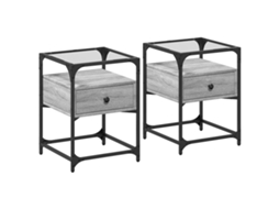 Bedside Cabinet, Bedside Cabinets Vidaxl Cinzeto Madeira Processada (n/a)