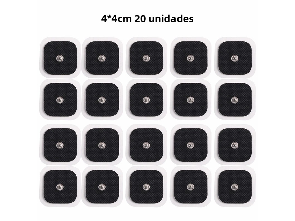 Pacote de Substituição com Eletrodos Adesivos de Tecido Não Tecido, 4x4 Cm, com Encaixe por Pressão. MDUG (20 Unidades Pretas)