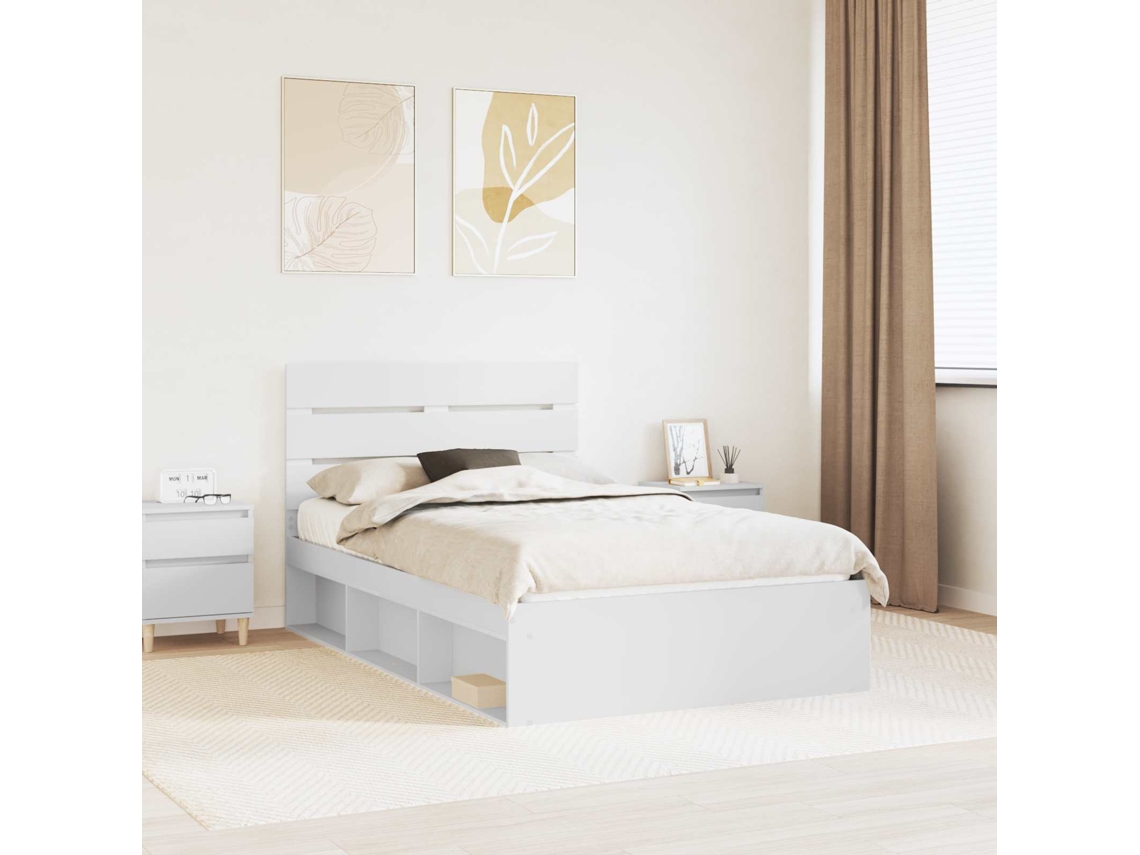 Vidaxl Estrutura Da Cama Com Cabeceira Branco 120 X 190 Cm